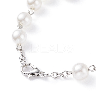 Religious Prayer Imitation Pearl Beaded Rosary Bracelet LS-BJEW-O140-01P-1