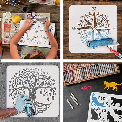 PET Hollow Out Drawing Painting Stencils DIY-WH0391-0581-1