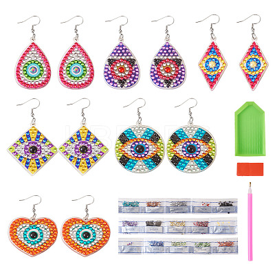 DIY Diamond Acrylic Evil Eye Theme Earrings Kit DIY-TA0005-71-1