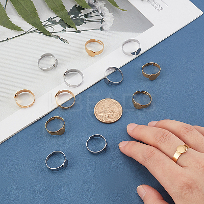 20Pcs 2 Colors Ion Plating(IP) Adjustable 304 Stainless Steel Finger Rings Components STAS-UN0032-61-1