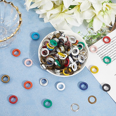 200 Sets 10 Colors Iron Grommet Eyelet Findings SCRA-GF0001-10B-01-1