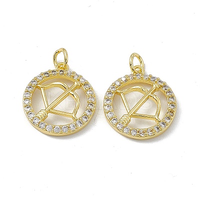 Real 18K Gold Plated Brass Micro Pave Clear Cubic Zirconia Pendants KK-E068-VB409-9-1