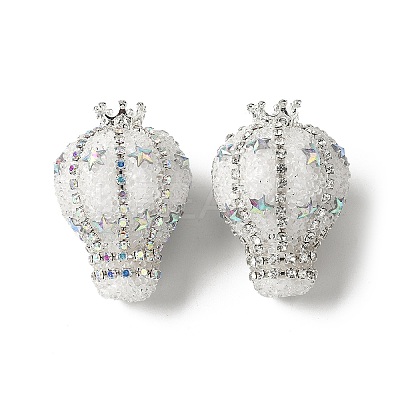 Crown Hot Air Balloon Acrylic Rhinestone Beads OACR-S048-03D-1