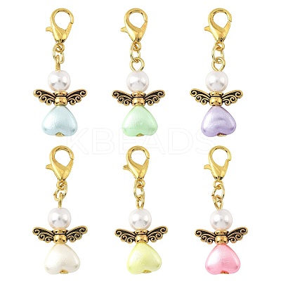 32Pcs Angel Imitation Pearl Acrylic with Alloy Pendant Decorations HJEW-FS00040-02-1
