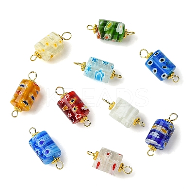 30Pcs Handmade Millefiori Glass Connector Charms PALLOY-YW00113-1