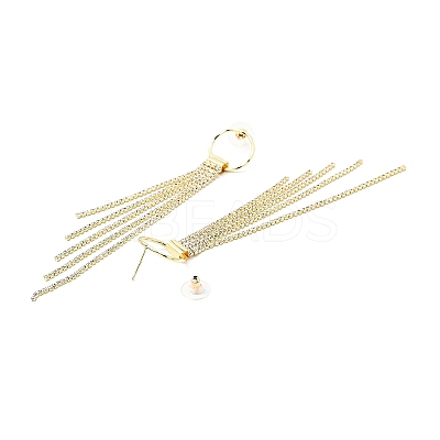 Clear Cubic Zirconia & Crystal Rhinestone Long Tassel Dangle Stud Earrings LS-EJEW-C037-07G-LG-1