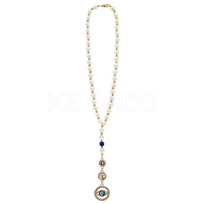Imitated Pearl Acrylic & Alloy Pendant Decorations HJEW-MA00035-1