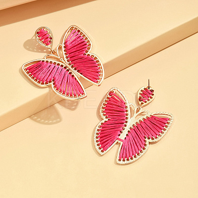 Bohemia Style Alloy & Cotton Dangle Stud Earrings FS-WG7AD97-03-1