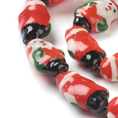 Handmade Porcelain Christmas Santa Claus Beads Strands PORC-G006-18-1
