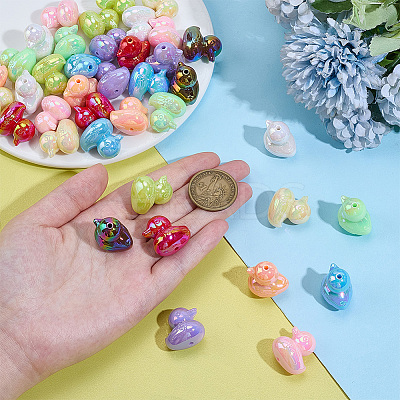 40Pcs 10 Colors UV Plating Opaque Acrylic Beads OACR-PH0004-69-1