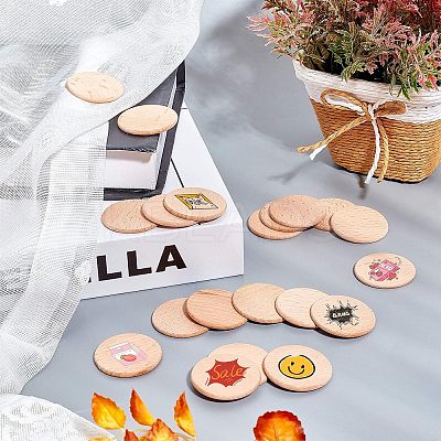 Beech Wooden Round Pieces LS-WOOD-WH0101-32B-1