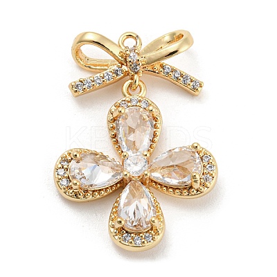 Brass Micro Cubic Zirconia Pendants KK-Q789-26G-1