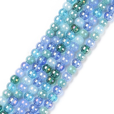 Transperant Electroplate Glass Beads Strands X-GLAA-P056-4mm-B03-1