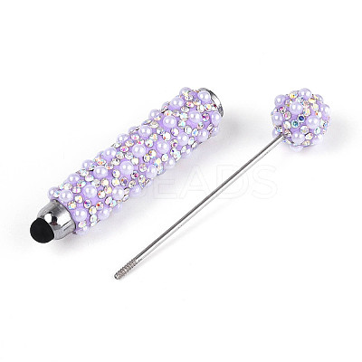 ABS Imitation Pearl & Polymer Clay Pave Rhinestone Touch Screen Stylus AJEW-T013-06E-1