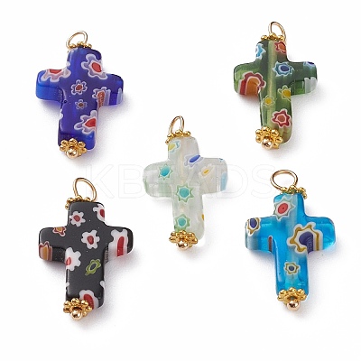 Handmade Millefiori Glass Pendants X-PALLOY-JF00577-1