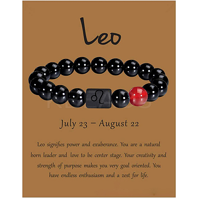 12 Constellation Natural Round Carnelian Beads Stretch Bracelets WGD22B0-11-1