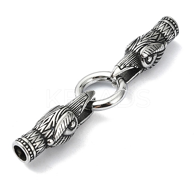 Tibetan Style 304 Stainless Steel Spring Gate Rings FIND-Z046-04AS-03-1