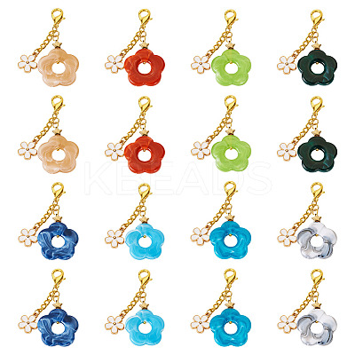 16Pcs 8 Colors Acrylic Flower Pendant Locking Stitch Markers HJEW-TA0001-19-1