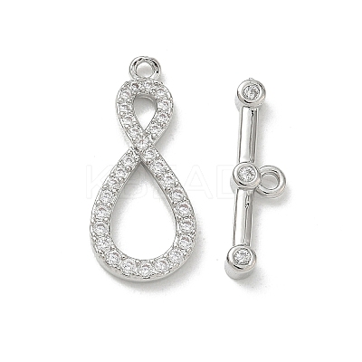 Brass Micro Pave Clear Cubic Zirconia Toggle Clasps CU-CBAC675-05P-1