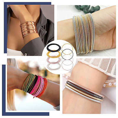 48Pcs 4 Colors Steel Wire Round Snake Chain Bracelets Set BJEW-BC0001-05-1