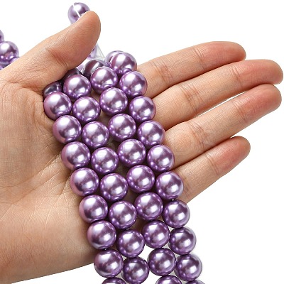 Eco-Friendly Dyed Glass Pearl Round Beads Strands HY-A002-12mm-RB056-1