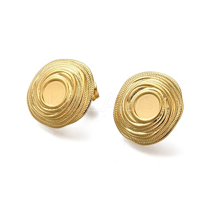 Ion Plating(IP) 304 Stainless Steel Flat Round Stud Earrings for Women EJEW-M028-02G-1