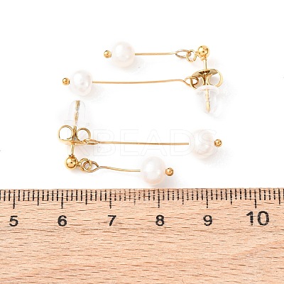 304 Stainless Steel Round Tassel Stud Earrings EJEW-K268-89G-1