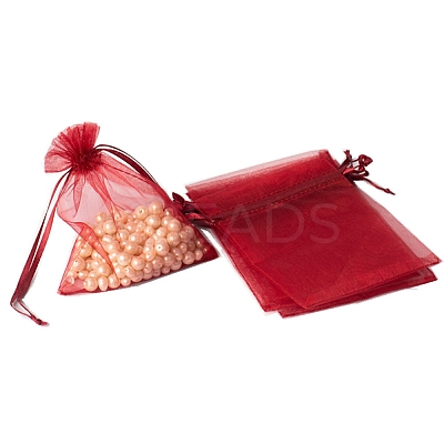 100Pcs Rectangle Organza DIY Craft Drawstring Bags PW-WG69155-04-1