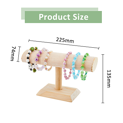 Velvet T-Bar Bracelet Display Stands  with Wooden Base BDIS-WH0010-03B-1