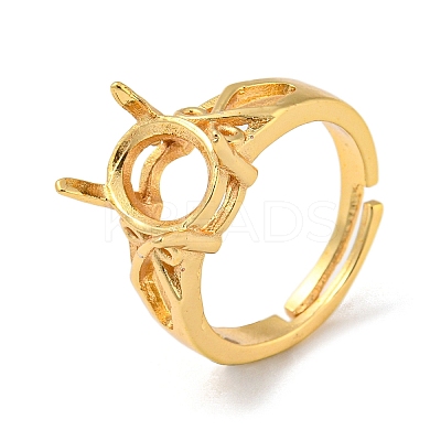 Adjustable Brass Solitaire Ring Settings KK-WH0063-11G-1
