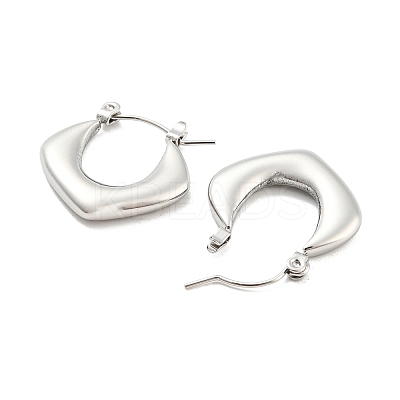 Non-Tarnish Chunky Rhombus 304 Stainless Steel Hoop Earrings for Women EJEW-C067-03P-1