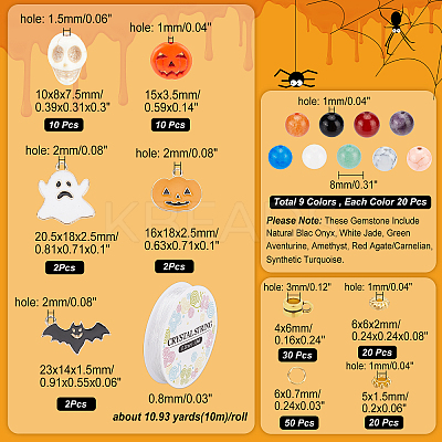 DIY Halloween Gemstone Bracelet Necklace Making Kit DIY-OC0008-56-1
