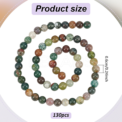 2 Strands Round Natural Indian Agate Gemstone Beads Strands G-AN0001-03-1