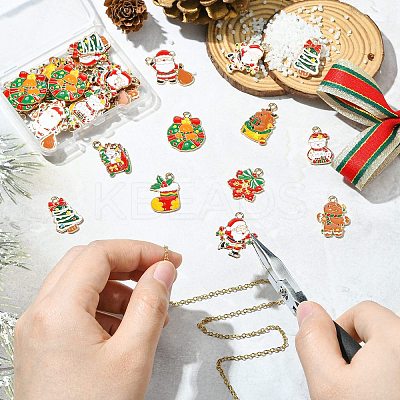 40Pcs 10 Styles Christmas Alloy Enamel Pendants FIND-CJ0003-32-1