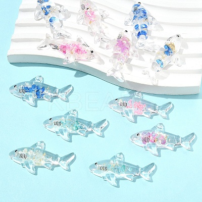 12Pcs Transparent Luminous Acrylic Pendants TACR-YW0003-43-1