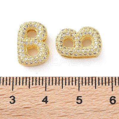 Rack Plating Brass Micro Pave Cubic Zirconia Slide Charms KK-C084-34G-B-1