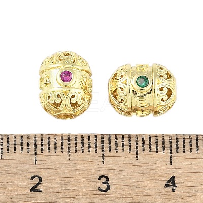 Brass Micro Pave Cubic Zirconia Beads KK-A226-09G-1