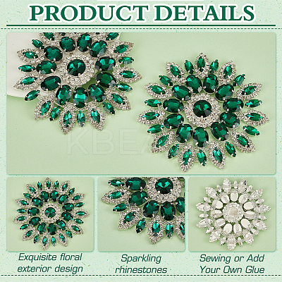 2Pcs Alloy with Rhinestone Handicraft Beading Appliques AJEW-FG0004-29B-1