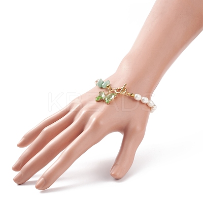 Glass Butterfly Charm Bracelet with Clear Cubic Zirconia BJEW-JB08640-05-1