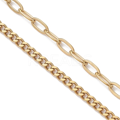 304 Stainless Steel Paperclip Chain Curb Chain Slider Necklace Making AJEW-JB01528-1