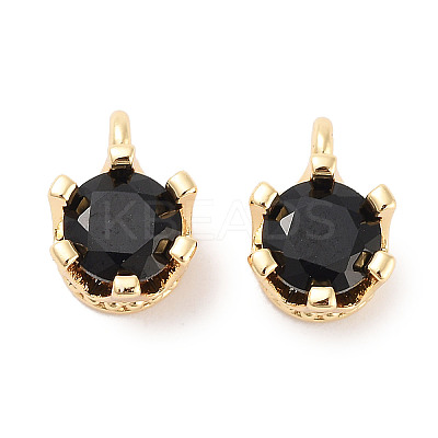 Brass Micro Pave Cubic Zirconia Charms KK-C051-39G-05-1