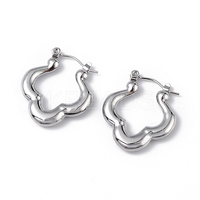 Non-Tarnish 304 Stainless Steel Flower Hoop Earrings for Women EJEW-I284-13P-1