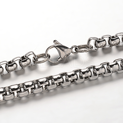 Non-Tarnish 304 Stainless Steel Box Chain Necklaces NJEW-L347-09P-1