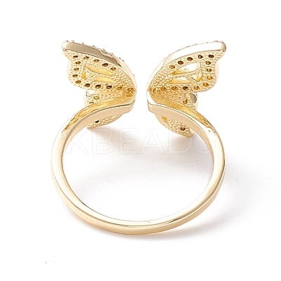 Butterfly Clear Cubic Zirconia Cuff Ring RJEW-D117-05G-1