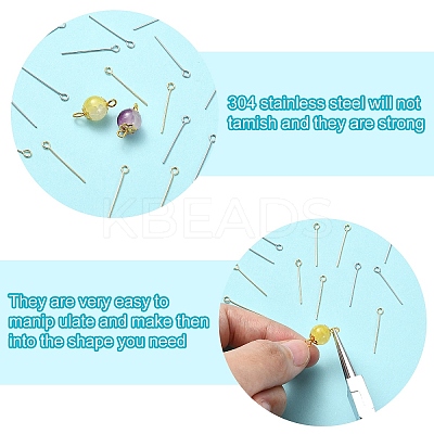 400Pcs 2 Colors 304 Stainless Steel Eye Pin FIND-YW0005-14-1