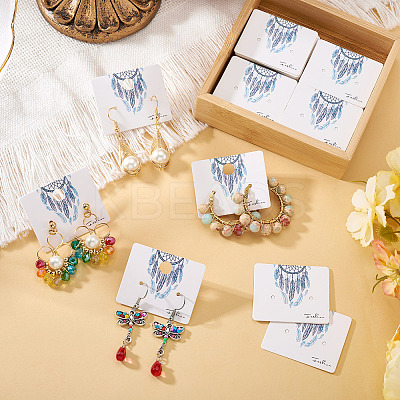 100Pcs Woven Web/Net with Feather Print Paper Jewelry Display Cards CDIS-TA0001-43-1