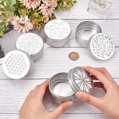 40Pcs 5 Style Aluminium Hollow Candle Canister Lids AJEW-BC0003-62-1