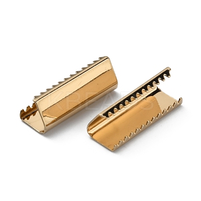Brass Ribbon Crimp Ends KK-WH0046-34C-LG-1