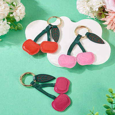 3Pcs 3 Colors PU Leather Alloy Keychains KEYC-TA0001-42-1