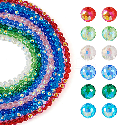 8 Strands 8 Colors Transparent Electroplate Glass Beads Strands EGLA-TA0001-27B-1